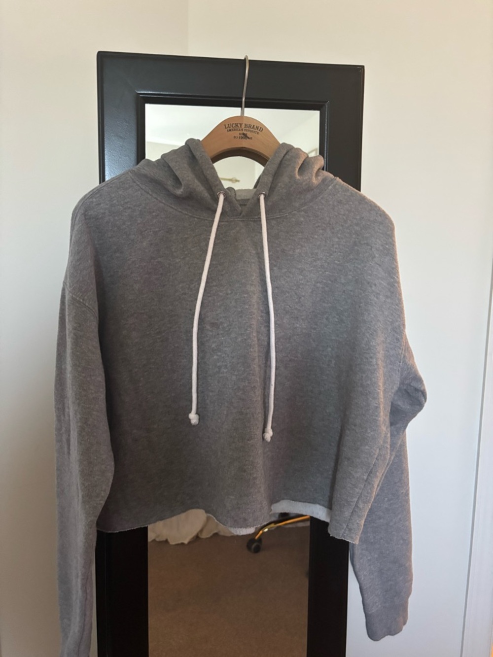 wild fable Gray Cropped Hoodie with Drawstring